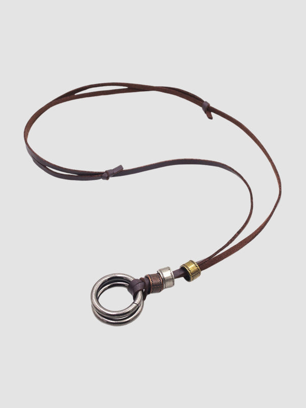 We Love Street Leather Rope Ring Necklace Versatile Pendant