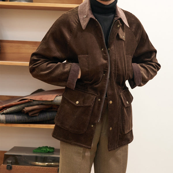 MV British Thick Windbreaker Corduroy Lapel Jacket