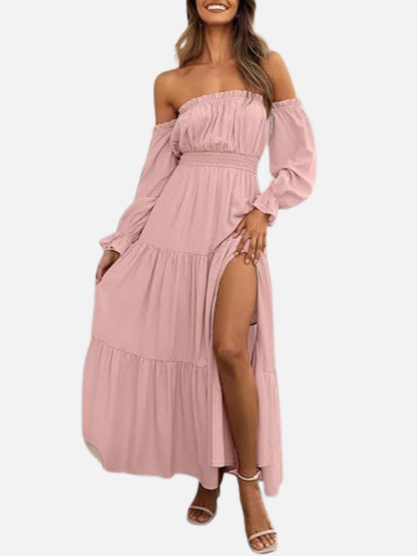 Santorini Bohemian Off-Shoulder Maxi Dress