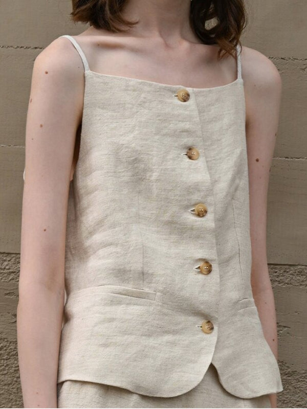 Siena Linen Button Vest
