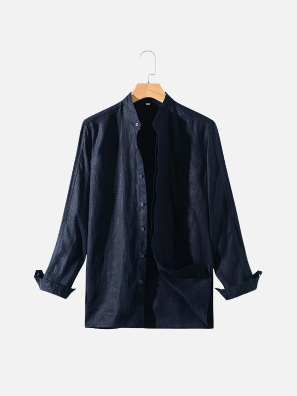 Ravello Stand Collar Linen Shirt
