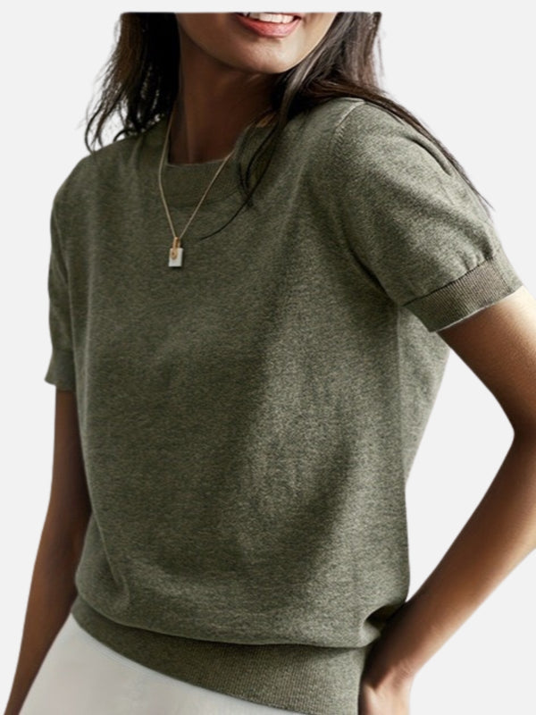 Capri Lightweight Knit Short-Sleeve Sweater