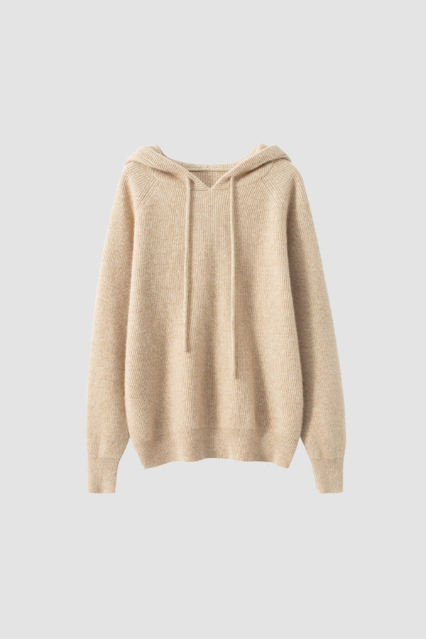 MV 95% Cashmere Hooded Raglan Pullover Sweater