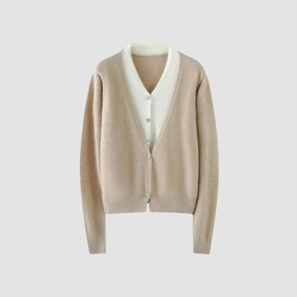 MV Cashmere V-Neck Knit Two-Piece Cardigan Sweater