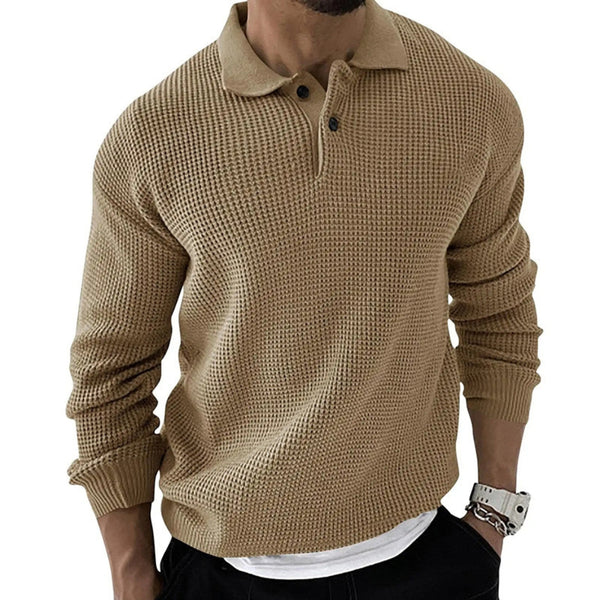 MV Slim-Fit Lapel Long-Sleeve Polo Knitted Sweater