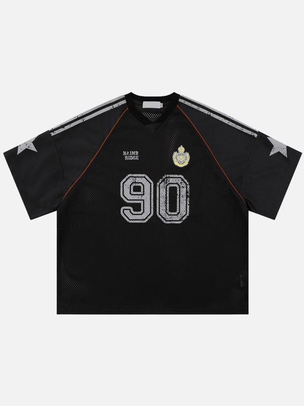 Vintage Graffiti Mesh Badge Loose Fit T-Shirt