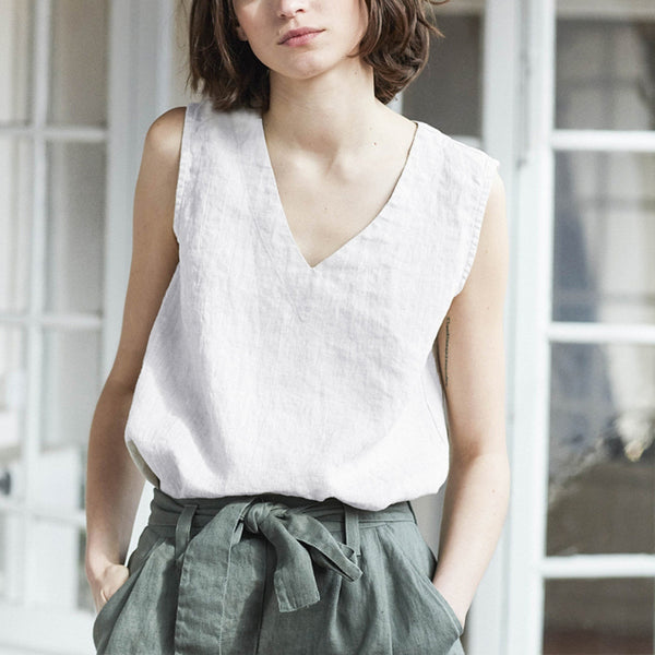 MV Pure Linen V-Neck Vest