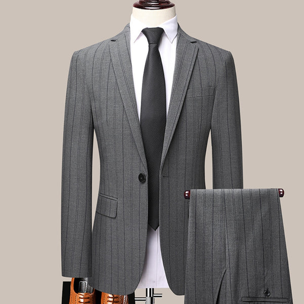 MV Italian Style Slim Fit Striped Two-Piece Suit