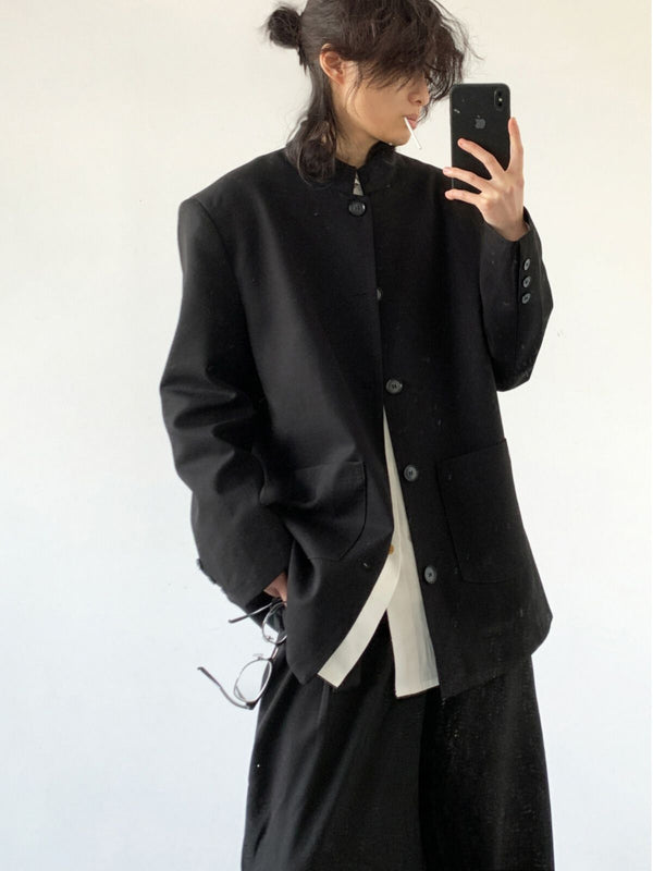 WLS Retro Chinese Style Loose Black Suit
