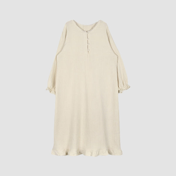 MV Korean Cotton Double-Gauze Ruffle Night Dress