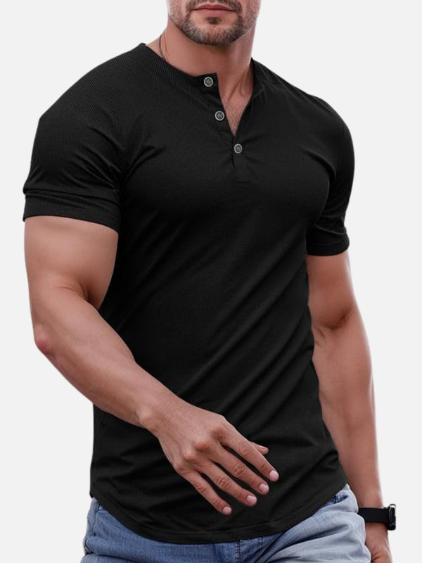 MV Men's Heavyweight Cotton Henley T-Shirt