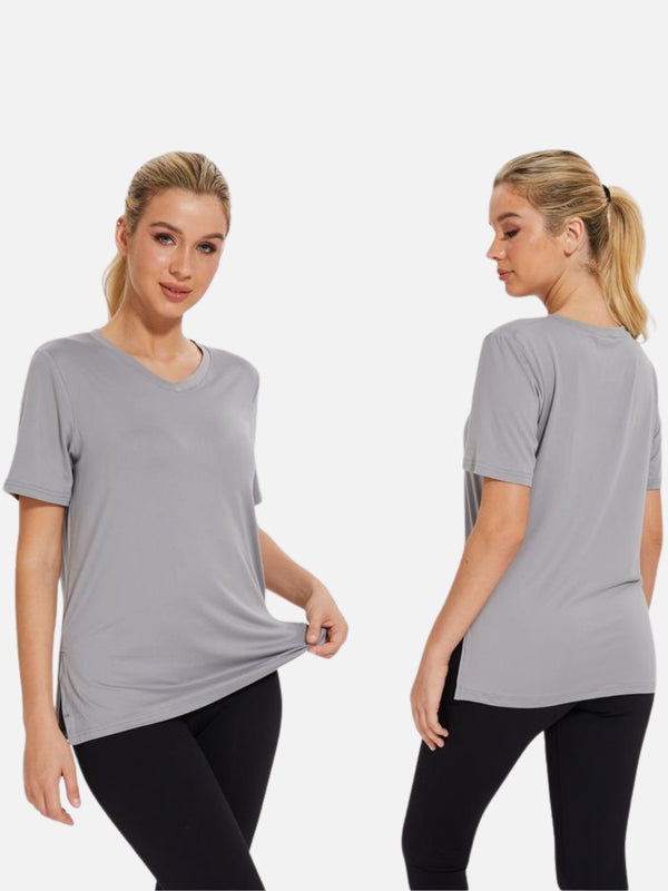 ALVÉRO Women's Loose Fit Split Hem T-Shirts