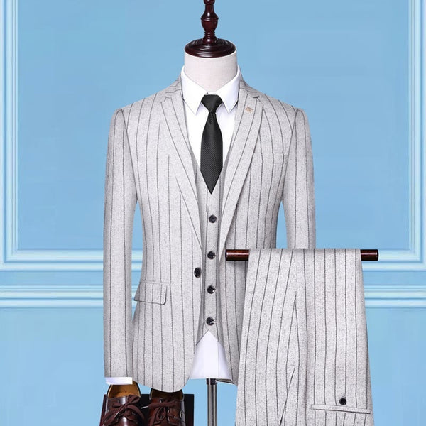 MV Slim Fit Style Striped Three-Piece Suit