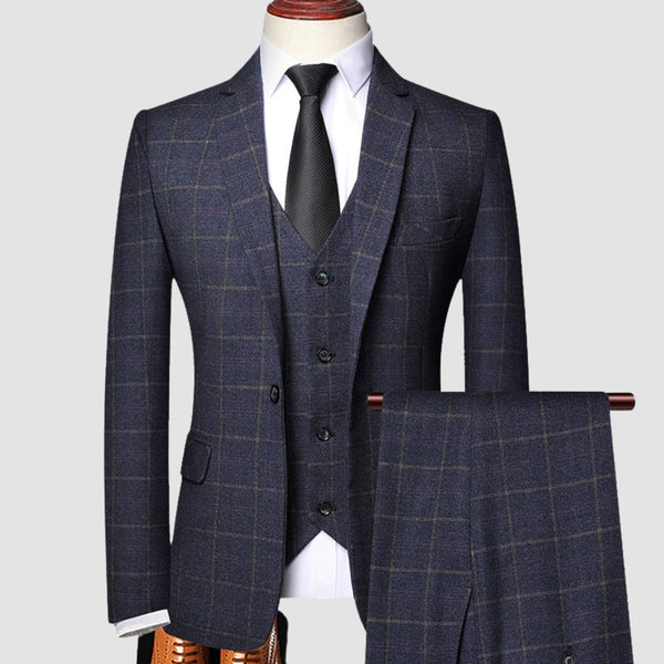 MV Classic Three-Piece Plaid Suit