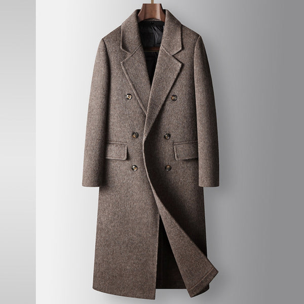 MV Double-Breasted Knee-Length Woolen Coat