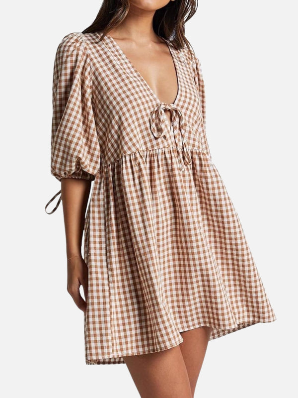 Toscana No-Iron Lace Gingham Dress
