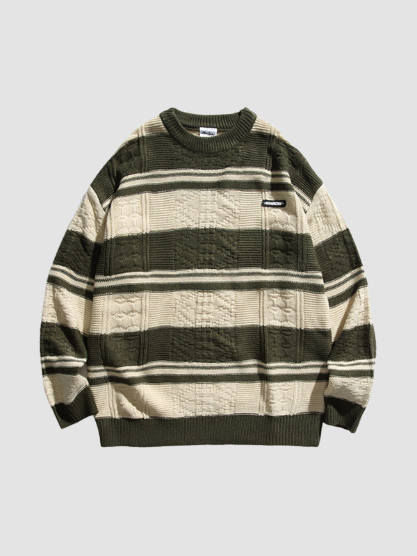 WLS Retro Lazy Striped Knitted Sweater